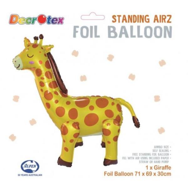 Standing Airz Giraffe Shape Foil Balloon - 71cm x 69cm x 30cm