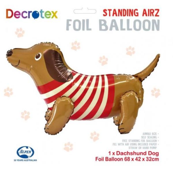 Standing Airz Dachshund Dog Shape Foil Balloon - 68cm x 42cm x 32cm