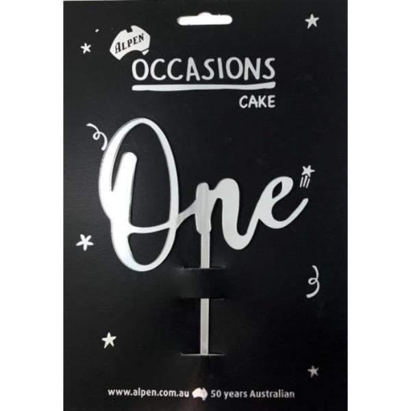 Acrylic Silver One Cake Topper - 0.2cm