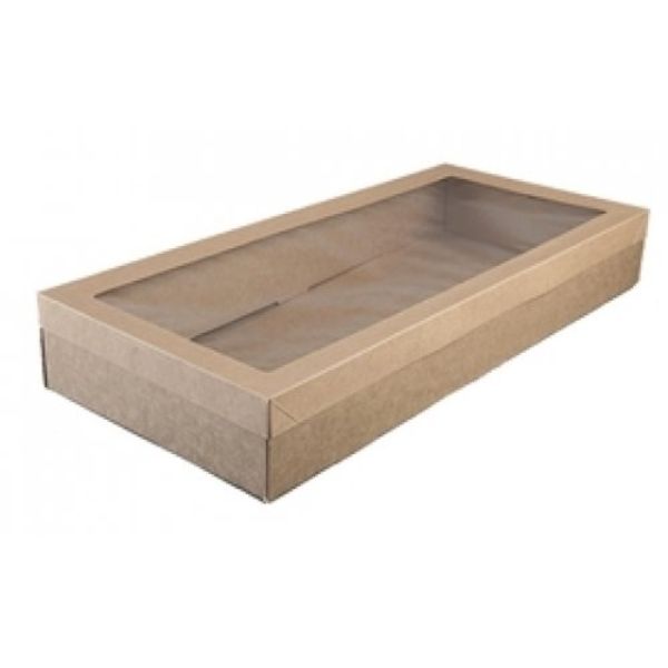 2 Pack Large Eco Kraft Grazing Box With Lid - 56cm x 25.5cm x 8cm
