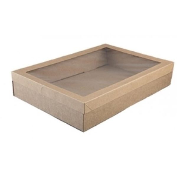 2 Pack Extra Large Eco Kraft Grazing Box With Lid - 45cm x 31cm x 8cm