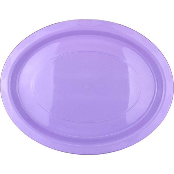 20 Pack Lavender Reusable Oval Plates - 31.5cm x 24.5cm