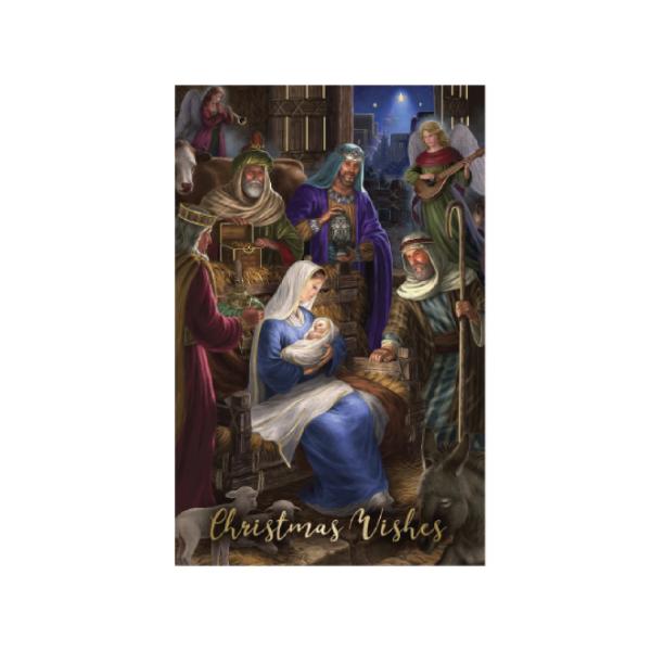 Religious Design With Metallic Gold Text Christmas Greeting Cards - 1cm x 17.5cm