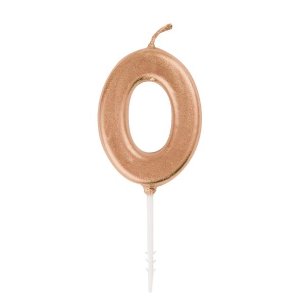 Mini Rose Gold Numerical 0 Pick Candle