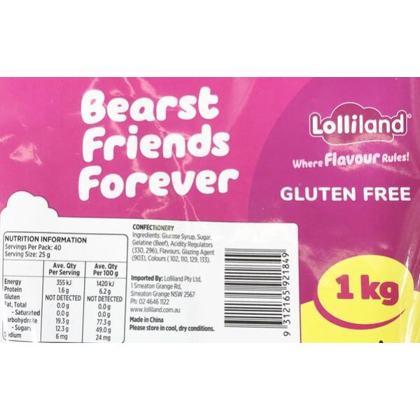 Bearst Friends Forever Gummy Bears Lollies - 1kg