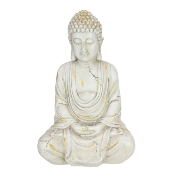 30cm White & Gold Brushed Rulai Decor Buddha 2 Asstd