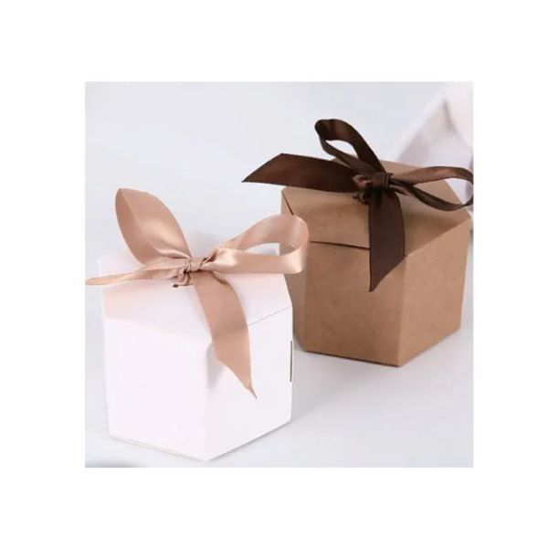 3 Pack Hexagon Gift Box With Ribbon - 8.5cm x 7.5cm x 5.5cm