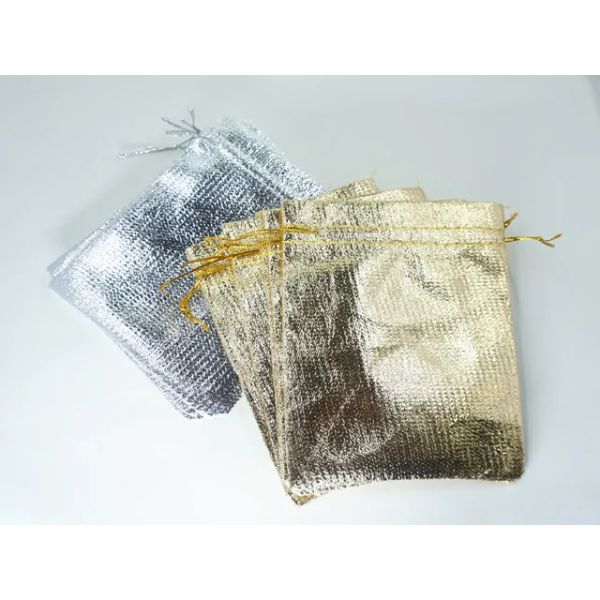Medium Metallic Draw String Bags - 9.5cm x 11cm