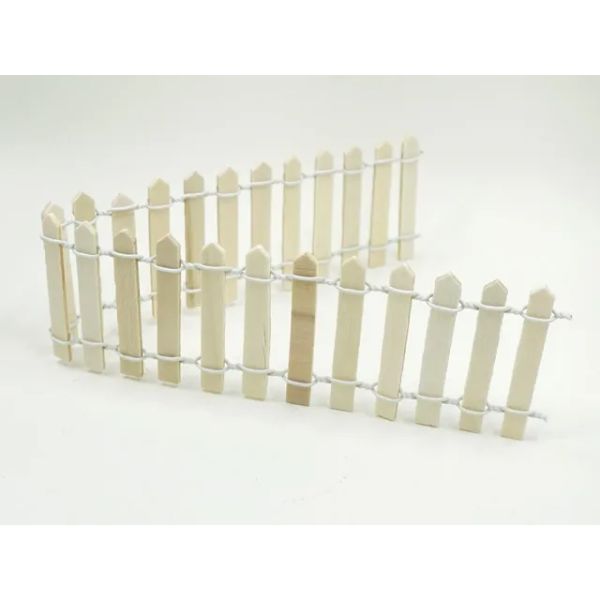 White & Natural Craft Wood Fence - 30cm x 5cm