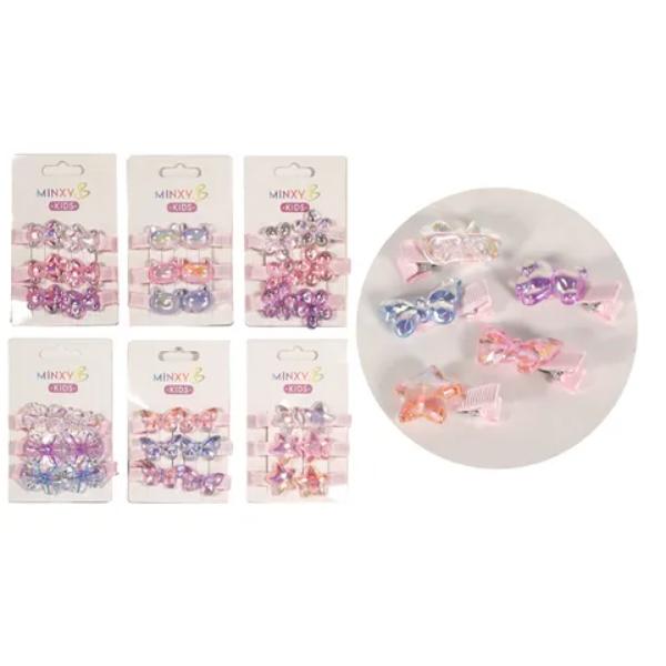 6 Piece Iridescent Kids Hair Clips - Assorted