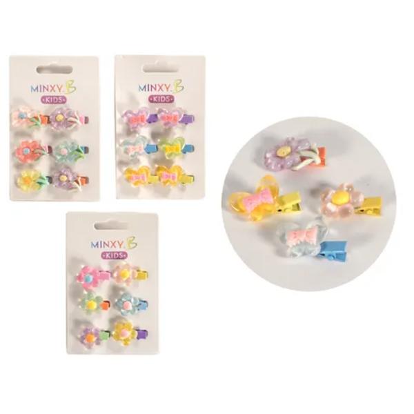 6 Piece Mini Kids Hair Clips - Assorted