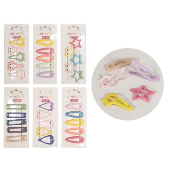5 Pack Assorted Styles Snap Hair Clips
