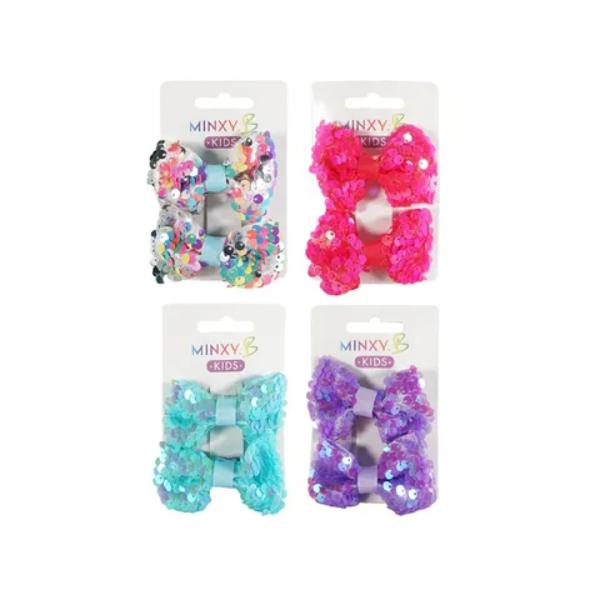 2 Pack Kids Sequin Bow Hair Clip - Assorted
