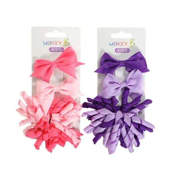 3 Piece Kids Bow & Curly Ribbon Clips - Assorted
