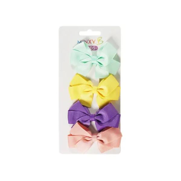 4 Piece Kids Bow Hair Clips 8cm - Assorted