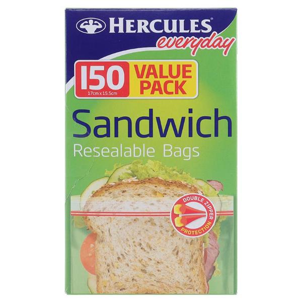 150 Pack Kitchen Consumables Sandwich Bags - 16.5cm x 15.5cm