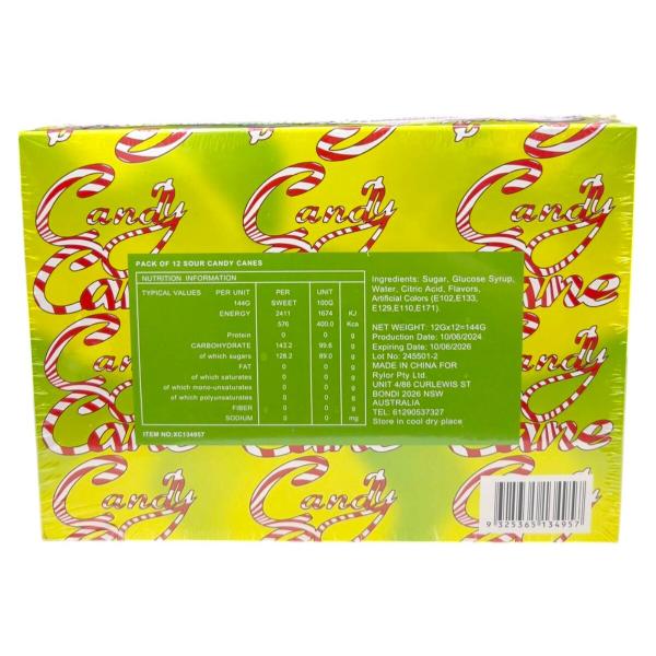 12 Pack Sweet & Sour Candy Canes - 144g