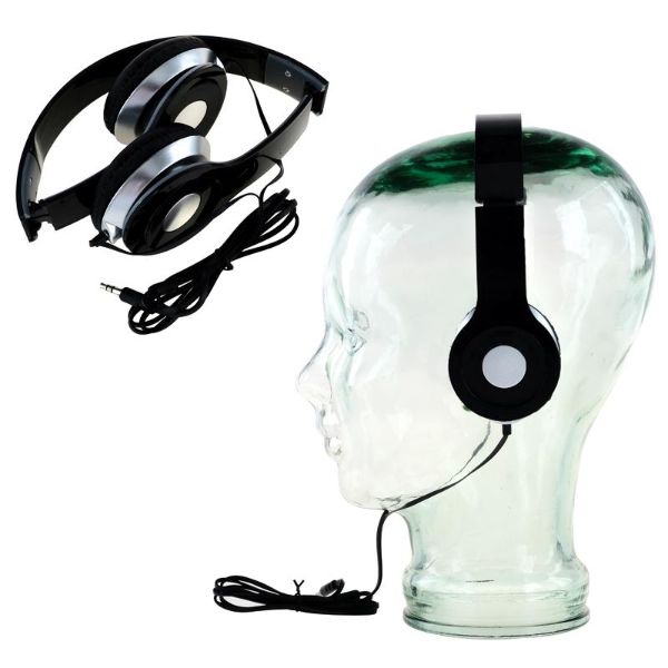 Black Universal Jack Padded Foldable Headphones - 1.1m