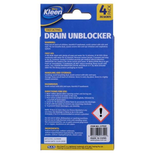 4 Pack Sink & Drain Unblocker Satchels - 25g