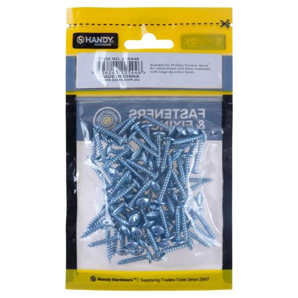 80 Pack Zinc Plated Truss Head Self Tapping Screws - 0.4cm x 2cm