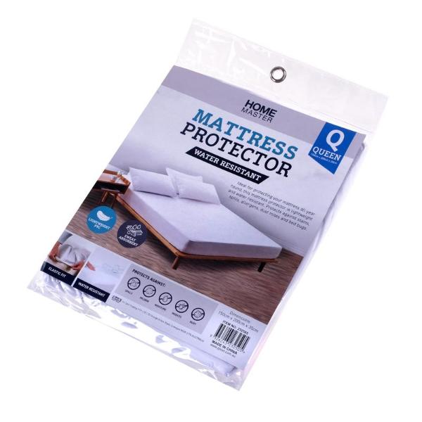 Queen Bed Water Resistant PVC Fitted With Elastic Mattress Protector - 150cm x 200cm x 35cm
