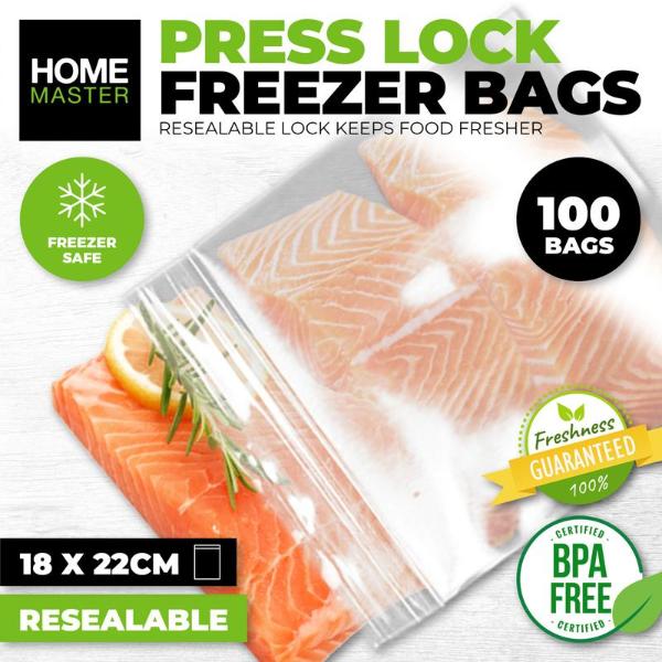 100 Pack Snap Lock Freezer Bag - 22cm x 18cm