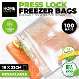 Load image into Gallery viewer, 100 Pack Snap Lock Freezer Bag - 22cm x 18cm
