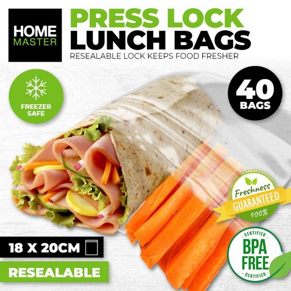 40 Pack Snap Lock Reusable Lunch Bag - 18cm x 20cm