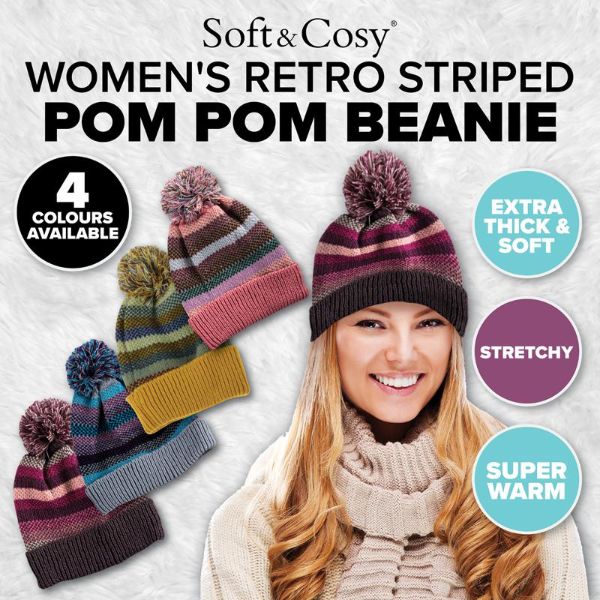 Women Premium Soft Feel Pom Pom Beanie