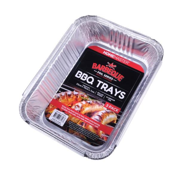 3 Pack Foil BBQ Tray - 26cm x 19cm x 6cm