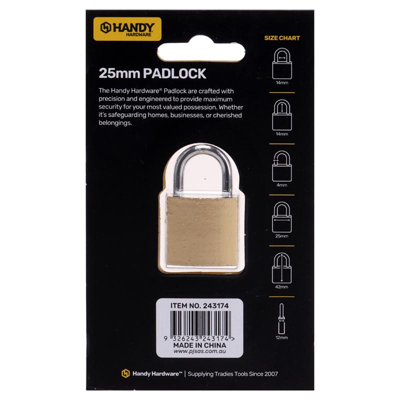 Padlock With 3 Keys - 2.5cm