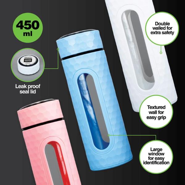 Insulated Travel Bottle With Infuser Glass - 450ml