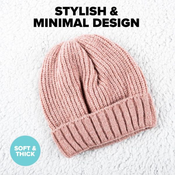Women Rolled Cuff Ribbed Beanie