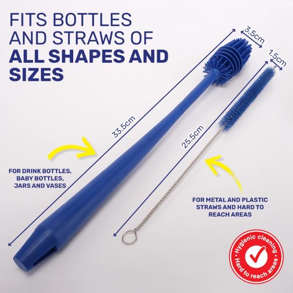 4 Pack Xtra Kleen Metal Straw Bottle & Straw Brush Set