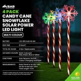 Load image into Gallery viewer, 4 Pack LED Snowflake Candy Cane Solar Light Stake - 12cm x 10cm x 60cm
