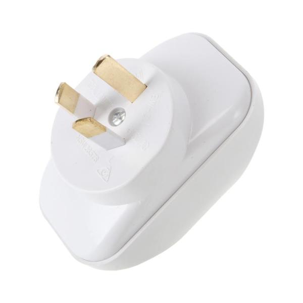 White Triangular 240V 10A Max Load Double Adaptor - 2400W