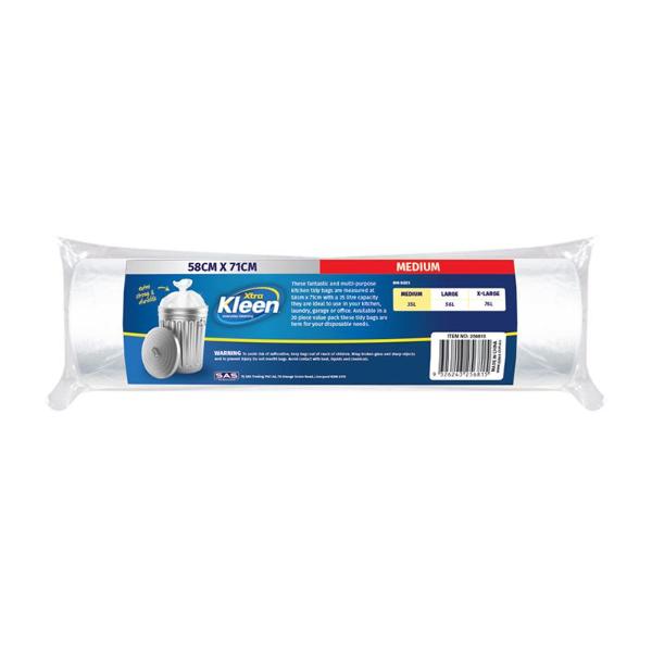 20 Pack White Bin Liner Tidy Garbage Bag - 35L