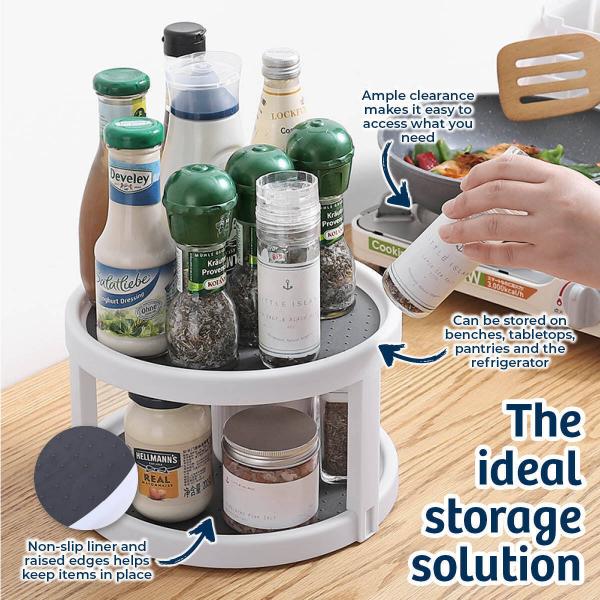 Spice Rack Turntable With Non- Slip Surface - 2 Tier