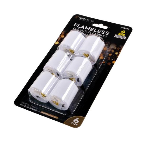 6 Pack Flameless Led Votive Candles - 4.8cm x 3.8cm