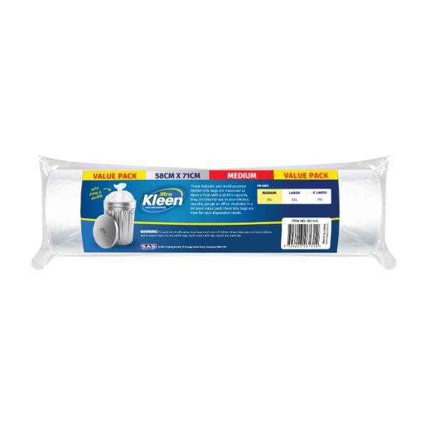 60 Pack 35L White Bin Liner Garbage Bag - 58cm x 71cm