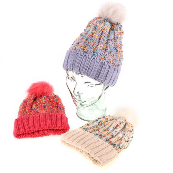 Women Soft & Cosy Heat Control Thermal Lined Multi Knit Beanie