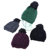 Load image into Gallery viewer, Women Soft &amp; Cosy Heat Control Thermal Lined Pom Pom Herringbone Knitted Beanie
