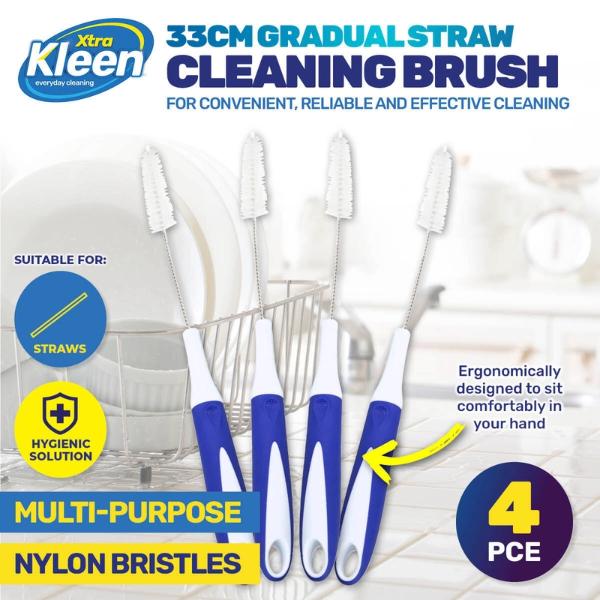 4 Pack Xtra Kleen Gradual Straw Cleaning Brush - 33cm