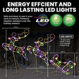 Load image into Gallery viewer, Multicolour Reindeer &amp; Sleigh Rope Light With Stands - 300cm
