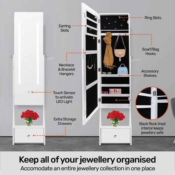 Jewellery Cabinet - 52cm x 35cm x 158cm