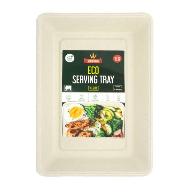 12 Pack X-Large Eco Friendly Serving Tray - 28.5cm x 19.5cm