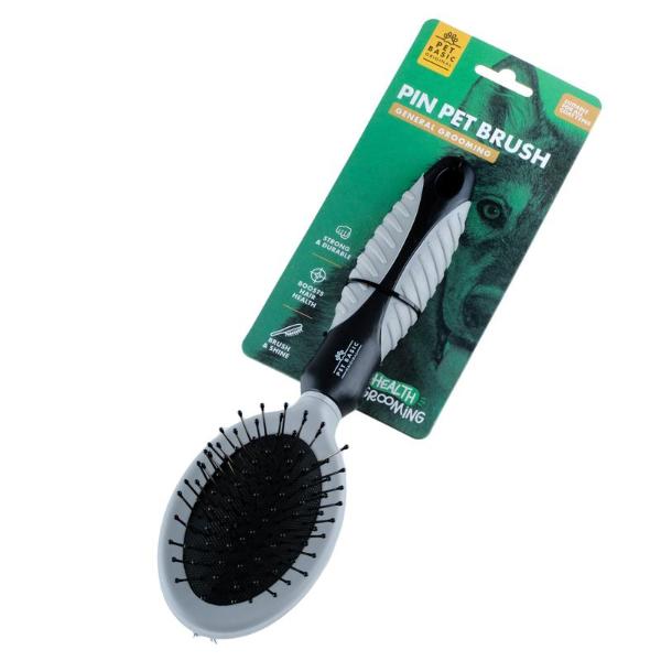 Grey Pet Grooming Pin Brush - 21cm x 6cm