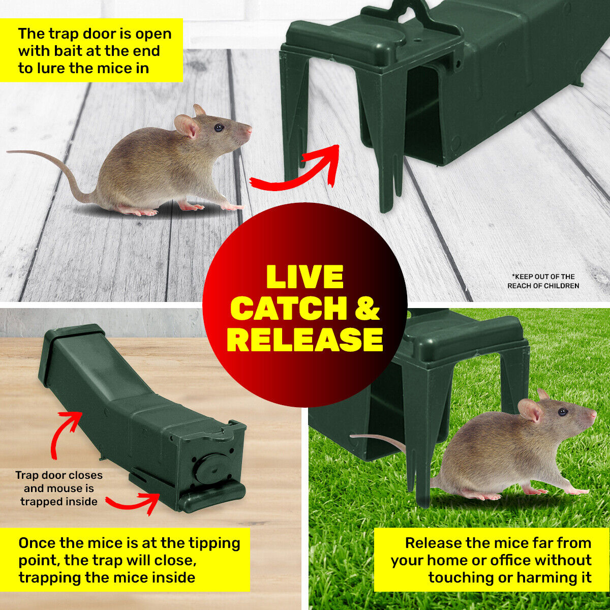24 Pack Catch & Release Mouse Traps - 19cm