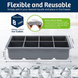 Load image into Gallery viewer, 8 Large Cube Grey Silicone Ice Mould Maker Tray - 21cm x 11.3cm x 4.8cm
