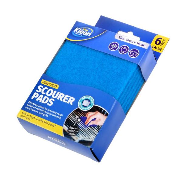 6 Pack Heavy Duty Scourers Value Pack - 14cm x 10cm x 0.5cm